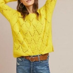 ^ Anthropologie Sleeping On Snow/  Italian-knit bright yellow sweater